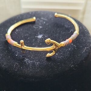 Stella & Dot Gold Tone Anchor Cuff Bracelet